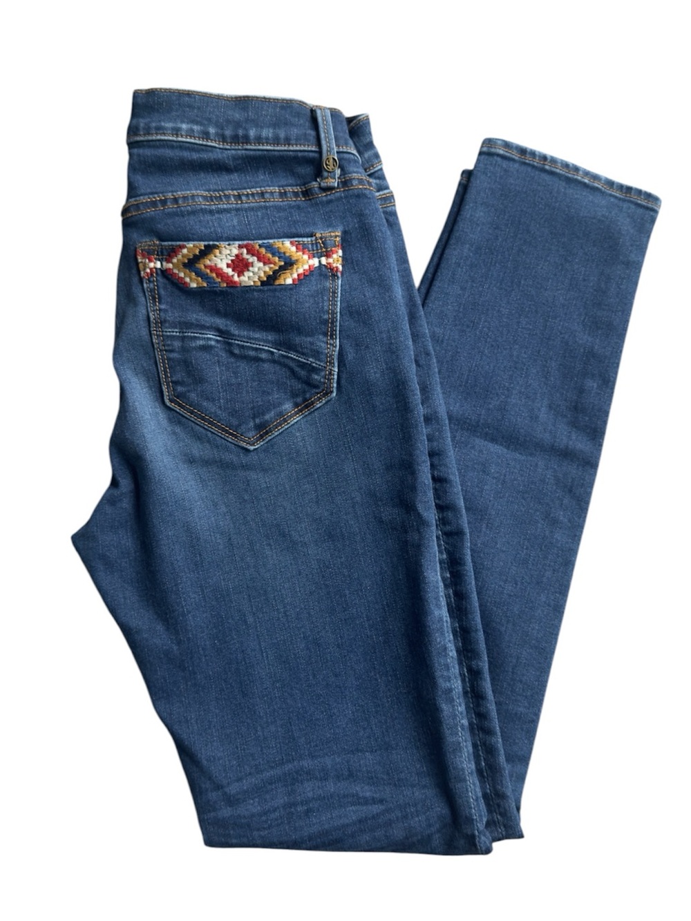 Driftwood Skinny Jeans Size 25 Embroidery Medium Wash Boho distressed 25 x 28